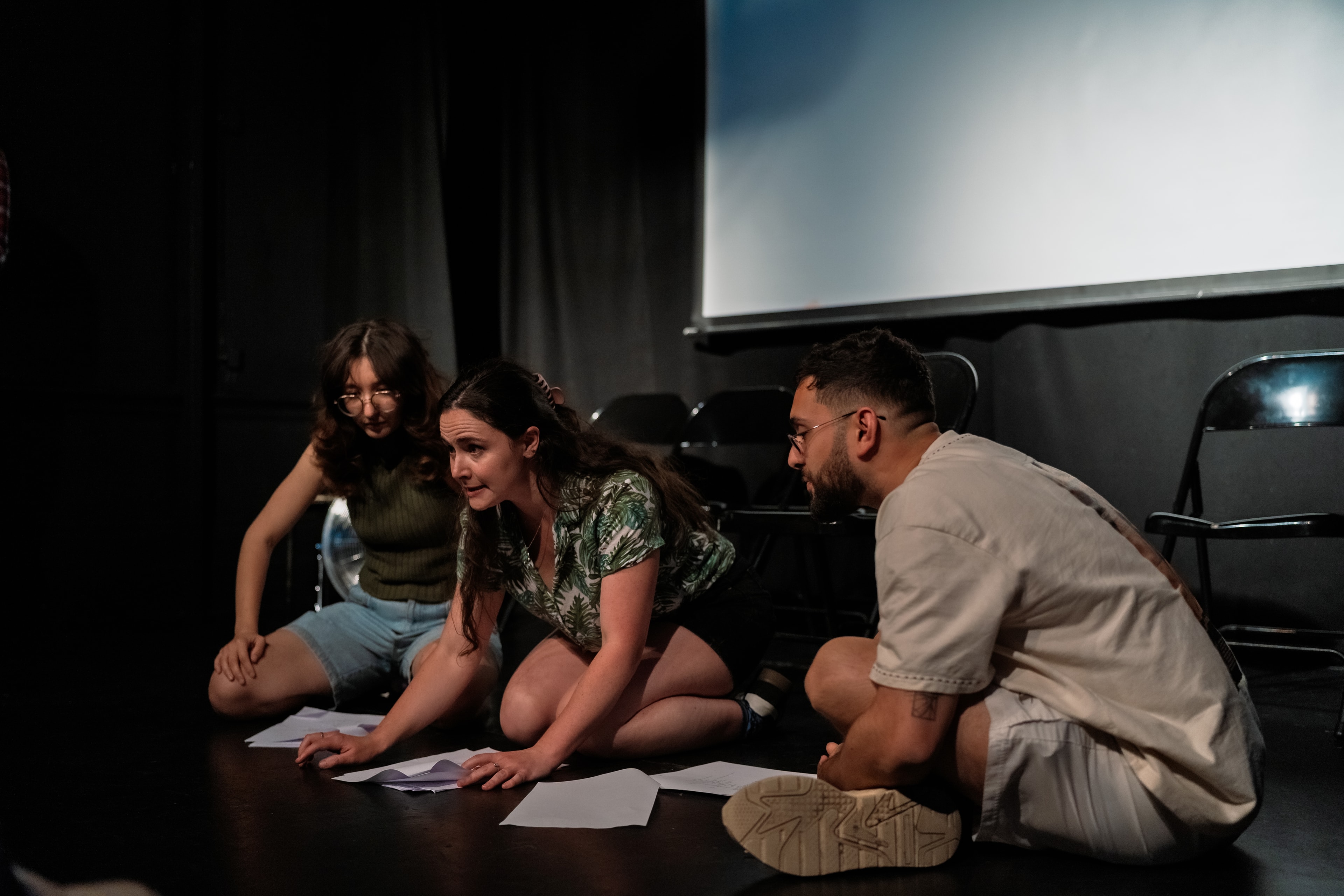 Performers rehearsing a sketch at Sketchburn